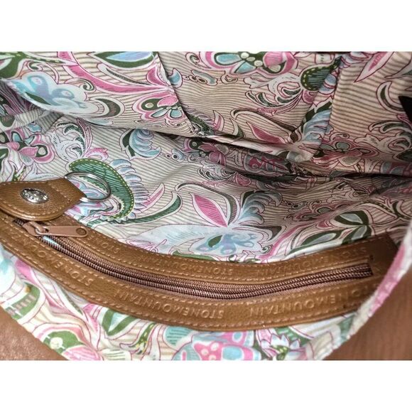 Stone Mountain Brown Leather Shoulder Bag With Keychain Accent & Zipper Pocket - Picture 9 of 12